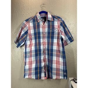 Casa Moda Casual Fit Shirt Short Sleeve Button Down Plaid Pocket Mens Sz Medium